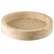 Поднос из дерева и ротанга круглый Woodnes, D23 см, светлое дерево