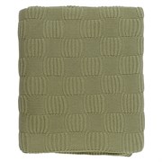 Плед из хлопка рельефной вязки травянисто-зеленого цвета из коллекции Essential, 130х170 см