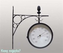 Часы с термометром на кронштейне, 31x34 см, d=20 см, черные