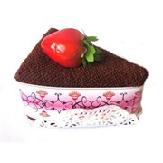 Полотенце-пирожное, 20х20 см, кофейный, с клубничкой
