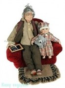 Кукла декоративная "Дедушка с внуком", 46 см