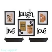 Подарочный фотонабор из 8-пр., темный,"Life, laugh, love",  25x10, 16x21, 26x26 см