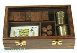 Подарочный набор игр: домино, игральные карты, кости, 2 стаканчика, 22x14x5см