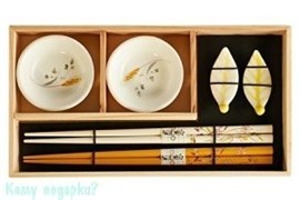Набор для суши на 2 персоны, белый с рисунком