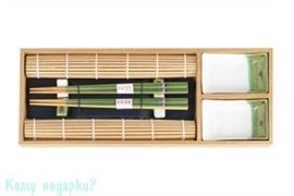 Подарочный набор для суши на 2 персоны в упаковке из бамбука, зелёный
