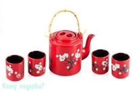 Набор чайный "Сакура", 11х13 см, красный