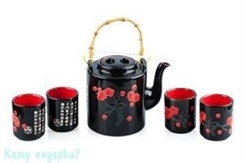 Набор чайный "Сакура", 11х13 см, чёрный