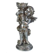 Ангелочек с подсвечником в правой руке цвет: серебро L11W9H22 см