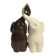Фигура декоративная Пара слонов цвет: молочный+шоколад глянец L6.5W12H16см