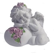 Фигурка декоративная Ангел Сердце роз цвет: белый L15W9H13см