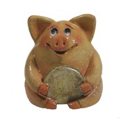 Фигура декоративная Свинка рубль бережет розоваяL4.5W5H5см