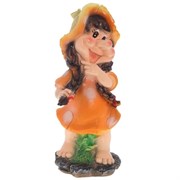 Фигура декоративная садовая Девочка-поганочка с косичками L19W18H44 см