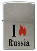 Широкая зажигалка Zippo Satin Chrome 205 Flame Russia