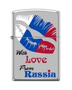 Широкая зажигалка Zippo WITH LOVE FROM RUSSIA 205