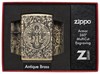 Зажигалка Зиппо (Zippo) Armor® с покрытием Antique Brass, латунь/сталь, золотистая, матовая, 36x12x56 мм - фото 184717