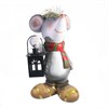 Фигура декоративная Мышонок Люмьер с фонарем (серый) L23 W19 H39 см - фото 189543