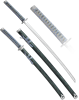 Набор самурайских мечей, 2 шт. Ножны зеленый мрамор - фото 199842