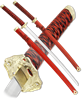 Набор самурайских мечей, 2 шт. Ножны алый мрамор - фото 199846
