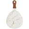 Блюдо для сервировки с деревянной ручкой коллекция "Золотой мрамор" цвет: white 30,7*18,4*2,4 см - фото 293163