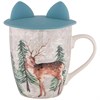 Кружка с силиконовой крышкой "Лесная сказка" олененок 360 мл , синяя - фото 394279