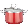 Кастрюля эмалир. со стекл. крышкой с эффектом металлик серия "Deluxe" цв:красный 3,1 л. 18х12,5 см - фото 396267