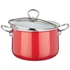 Кастрюля эмалир. со стекл. крышкой с эффектом металлик серия"deluxe" цв:красный 4,1 л. 20х13,5 см - фото 396272