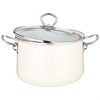 Кастрюля эмалир. со стекл. крышкой с эффектом металлик серия "Deluxe" цв:молочный 4,1 л. 20х13,5 см - фото 396307