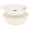Набор мисок эмалир.с пласт. крышк,с эф-ом металлик серия "Deluxe" цв:молочный 4пр. 1.7/3,0л. 20/24 с - фото 396322