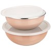 Набор мисок эмалир. с пласт. крышк,с эф-ом металлик серия "Deluxe" цв:розовый 4пр. 1.7/3,0л. 20/24 с - фото 396373