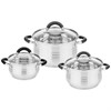 Набор кастрюль agness со стекл.крышками 6пр.1,7/2,6/3,5 л. размер 16x9,5/18x11,5/20x12.5 см - фото 396770