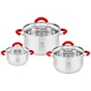 Набор кастрюль agness со стекл.крышками 6пр.1,7/2,6/3,5 л. размер 16x9,5/18x11,5/20x12.5 см - фото 396773