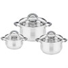 Набор кастрюль agness со стекл.крышками 6пр.1,7/2,6/3,5 л. размер 16x9,5/18x11,5/20x12.5 см - фото 396776