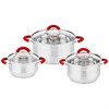Набор кастрюль agness со стекл.крышками 6пр.1,7/3,5/5,5 л. размер 16x9,5/20x12.5/ 24x13.5 см - фото 396782