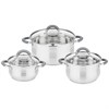 Набор кастрюль agness со стекл.крышками 6пр.1,7/3,5/5,5 л. размер 16x9,5/20x12.5/ 24x13.5 см - фото 396785