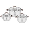 Набор кастрюль agness со стекл.крышками 6пр.1,7/3,5/5,5 л. размер 16x9,5/20x12.5/ 24x13.5 см - фото 396788