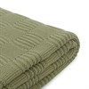 Плед из хлопка рельефной вязки травянисто-зеленого цвета из коллекции Essential, 130х170 см - фото 407679
