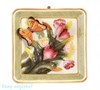 Тарелка декоративная "Бабочка на цветах", 20x21x2,5 см, зеленая рамка - фото 50626