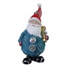 Фигура декоративная Дед Мороз с подарком цвет: голубой с красным колпаком L7W6H16.5см - фото 69324