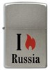 Широкая зажигалка Zippo Satin Chrome 205 Flame Russia - фото 95800