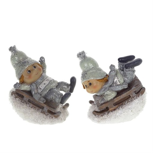 Фигурка декоративная "Ребенок на санках", L9 W5 H9 см, 2в. - фото 330642