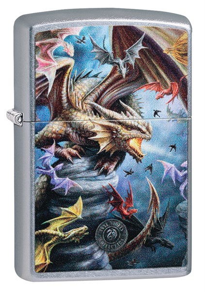 Зажигалка ZIPPO Anne Stokes с покрытием Street Chrome™, латунь/сталь, серебристая, 38x13x57 мм - фото 354356