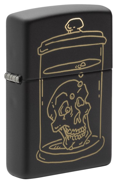 Зажигалка ZIPPO Skull Design с покрытием Black Matte, латунь/сталь, чёрная, матовая, 38x13x57 мм - фото 354500