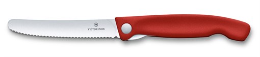Нож для овощей VICTORINOX SwissClassic, складной, лезвие 11 см с волнистой кромкой, красный - фото 355312