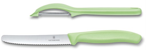 Набор из 2 ножей VICTORINOX Swiss Classic: нож для овощей и столовый нож 11 см, салатовая рукоять - фото 355439
