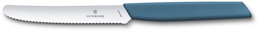 Нож столовый VICTORINOX Swiss Modern, волнистое лезвие 11 см с закруглённым кончиком, синий - фото 355464