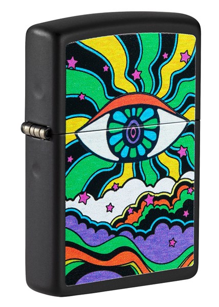 Зажигалка ZIPPO Black Light Eye с покрытием Black Matte, латунь/сталь, чёрная, матовая, 38x13x57 мм - фото 357031