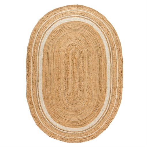 Ковер из джута овальный с вставками белого цвета из коллекции ethnic, 160х230 см - фото 364380