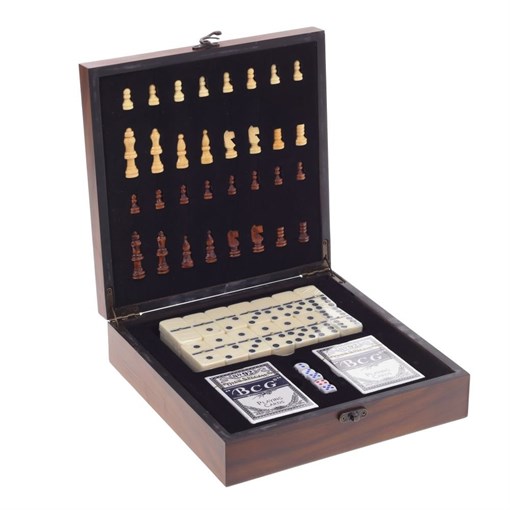 Игра настольная 3 в 1 (шахматы, домино, покер), L24 W24,5 H7,5 см - фото 370389