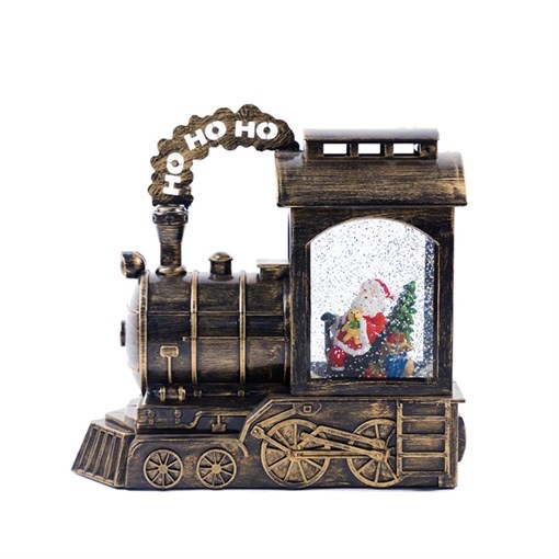 Фигурка декоративная с подсветкой и эффект. вьюги  "Паровоз", L24,5 W11 H22,5 см, (3хАА не прилаг) - фото 370736