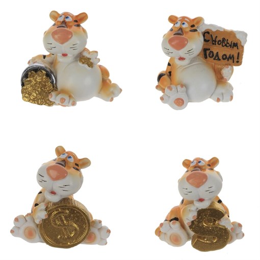 Фигурка  декоративная  "Тигр",  L5 W3,5 H4,5 см, 4в. - фото 375762